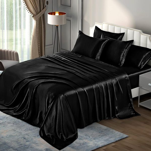 Queen Size Sheet Set - 100% Soft Long-Pile Combed Natural Cotton Sheet Set - Hypoallergenic, Easy to Fit - 4-Piece Set - Sheet and Pillowcases